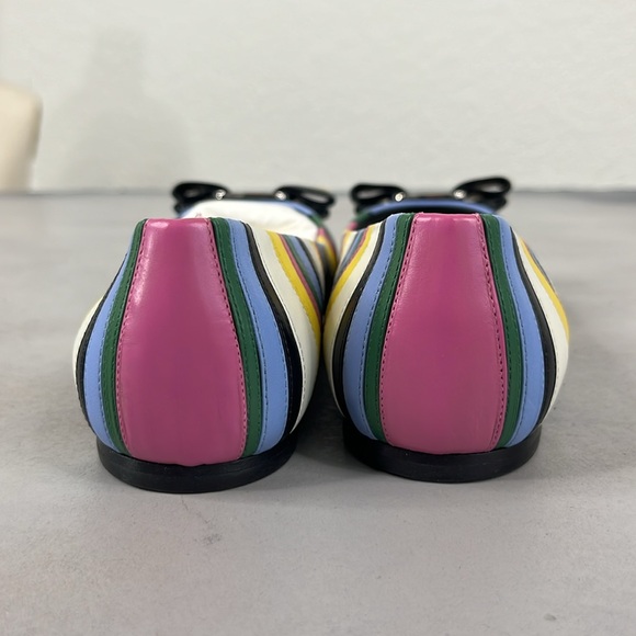 Salvatore Ferragamo Varina Rainbow Stripe Flats Bow Logo - Picture 6 of 13